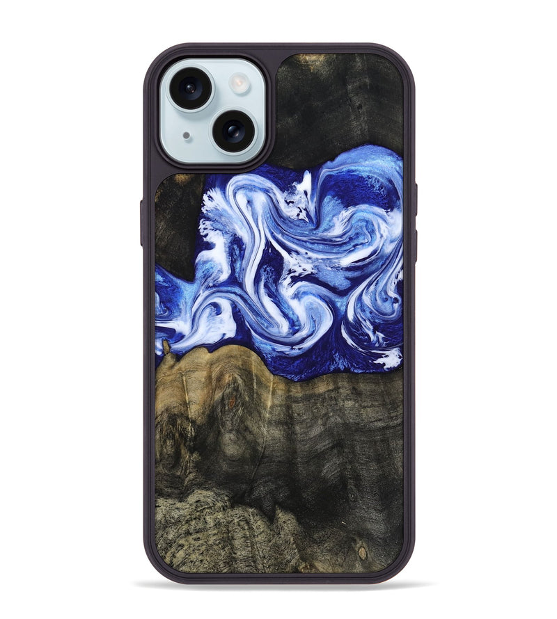 iPhone 15 Plus Wood Phone Case - Geo (Blue, 813276)