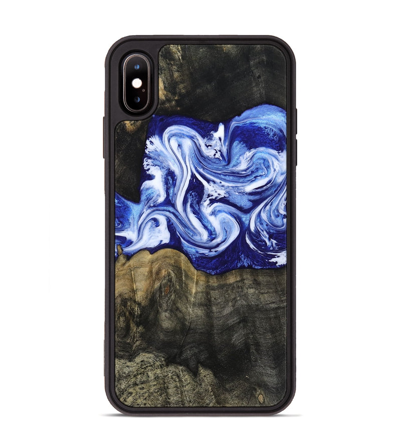 iPhone Xs Max Wood Phone Case - Geo (Blue, 813276)