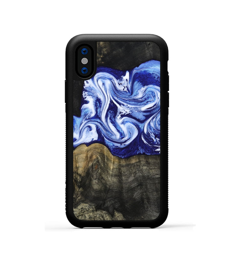 iPhone Xs Wood Phone Case - Geo (Blue, 813276)
