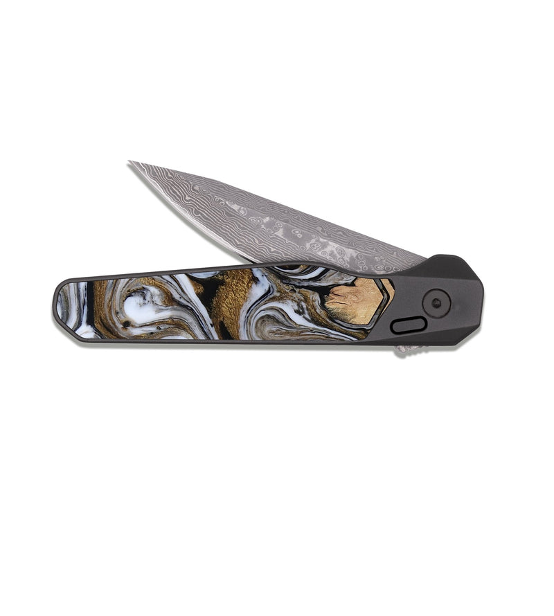 EDC Dark Damascus Wood Pocket Knife - Azriel (Pattern, 813299)
