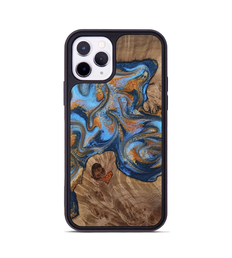 iPhone 11 Pro Wood Phone Case - Javon (Teal & Gold, 813330)