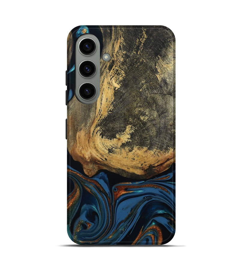 Galaxy S24 Wood Live Edge Phone Case - Renee (Teal & Gold, 813358)
