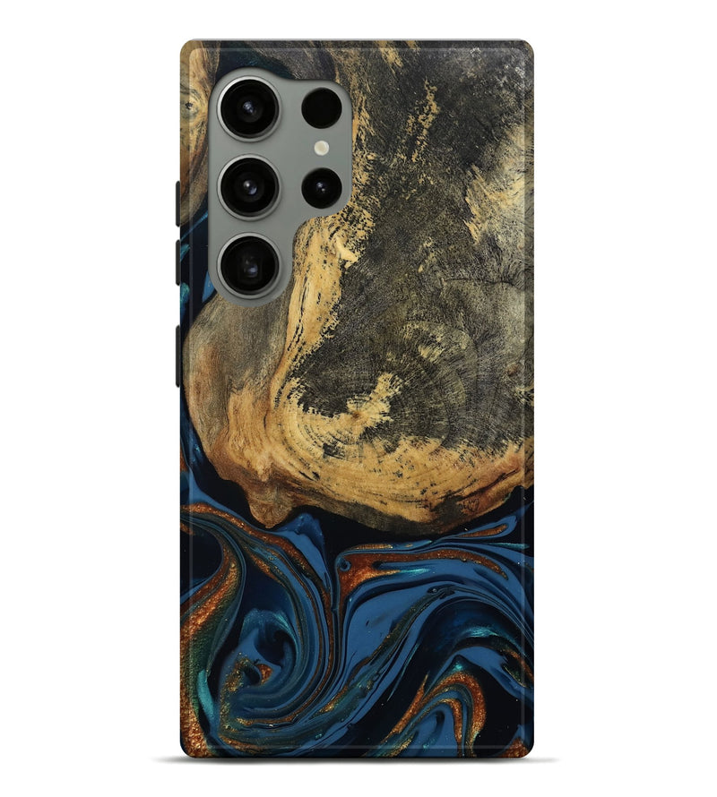 Galaxy S24 Ultra Wood Live Edge Phone Case - Renee (Teal & Gold, 813358)