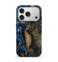 iPhone 17 Pro Wood Live Edge Phone Case - Rosetta (Teal & Gold, 813364)