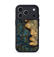 iPhone 17 Pro Wood Phone Case - Mylie (Teal & Gold, 813378)