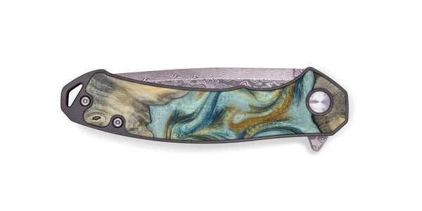 EDC Wood Pocket Knife - Dillan (Teal & Gold, 813526)