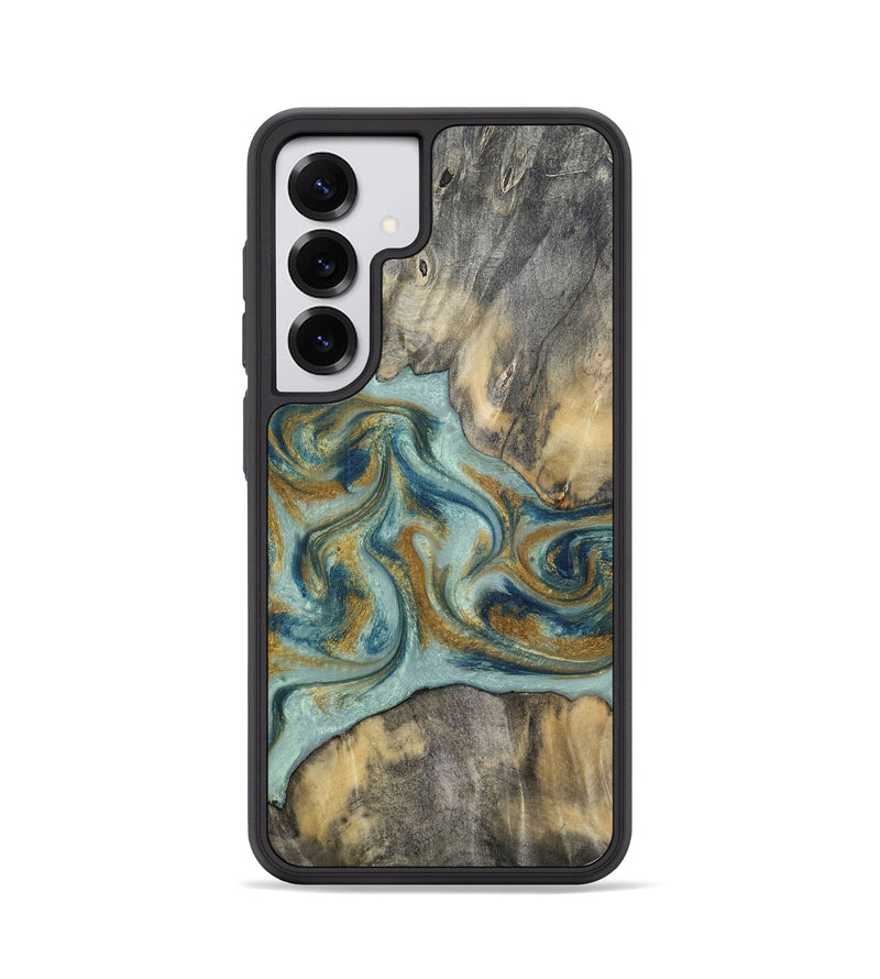 Galaxy S25 Wood Phone Case - Dillan (Teal & Gold, 813526)