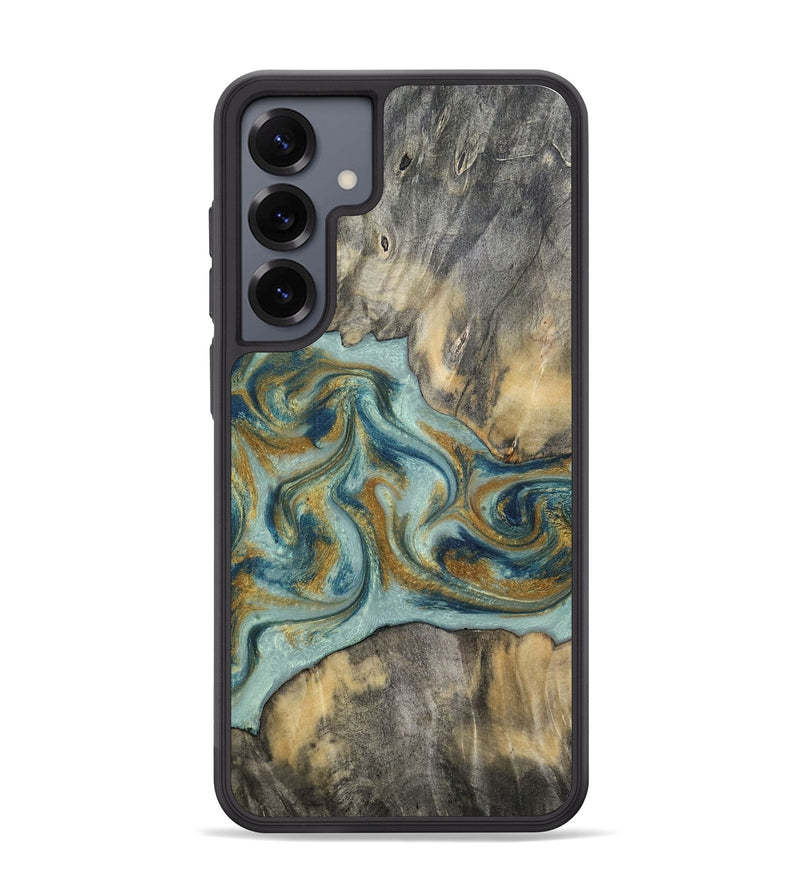 Galaxy S25 Plus Wood Phone Case - Dillan (Teal & Gold, 813526)