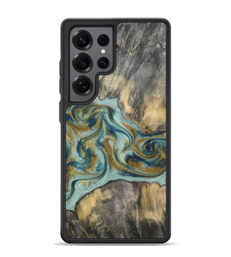 Galaxy S25 Ultra Wood Phone Case - Dillan (Teal & Gold, 813526)