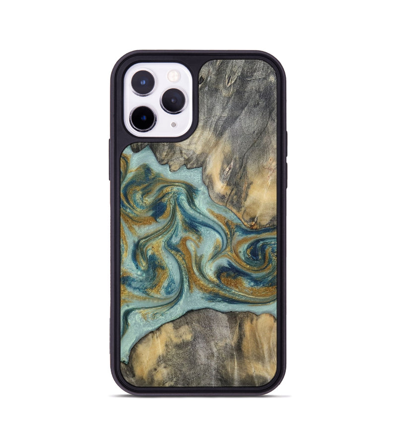 iPhone 11 Pro Wood Phone Case - Dillan (Teal & Gold, 813526)