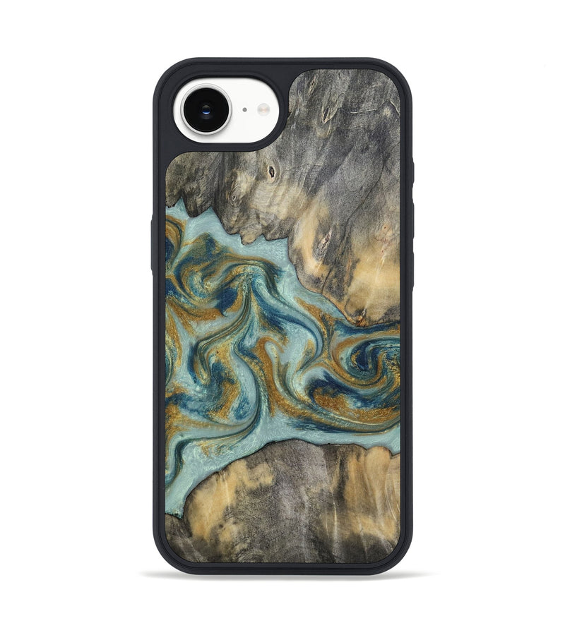 iPhone 17e Wood Phone Case - Dillan (Teal & Gold, 813526)