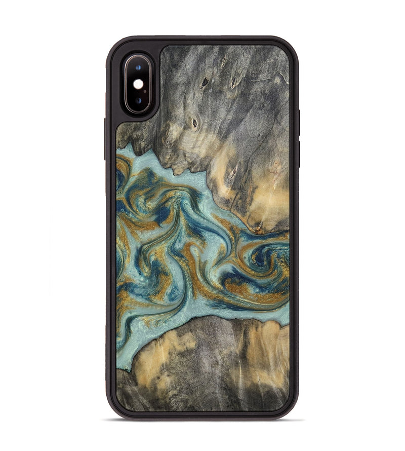 iPhone Xs Max Wood Phone Case - Dillan (Teal & Gold, 813526)