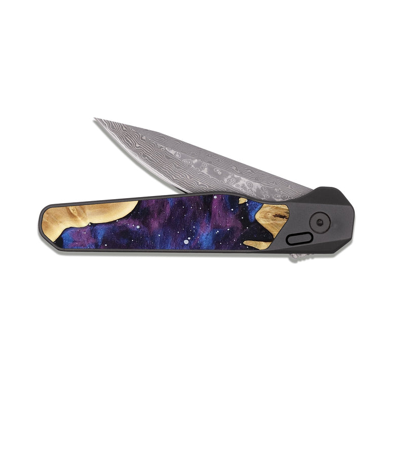 EDC Dark Damascus Wood Pocket Knife - Brad (Cosmos, 813535)