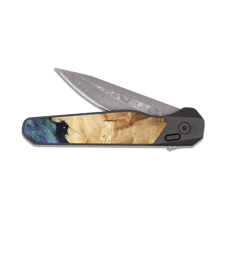 EDC Dark Damascus Wood Pocket Knife - Sariyah (Cosmos, 813620)