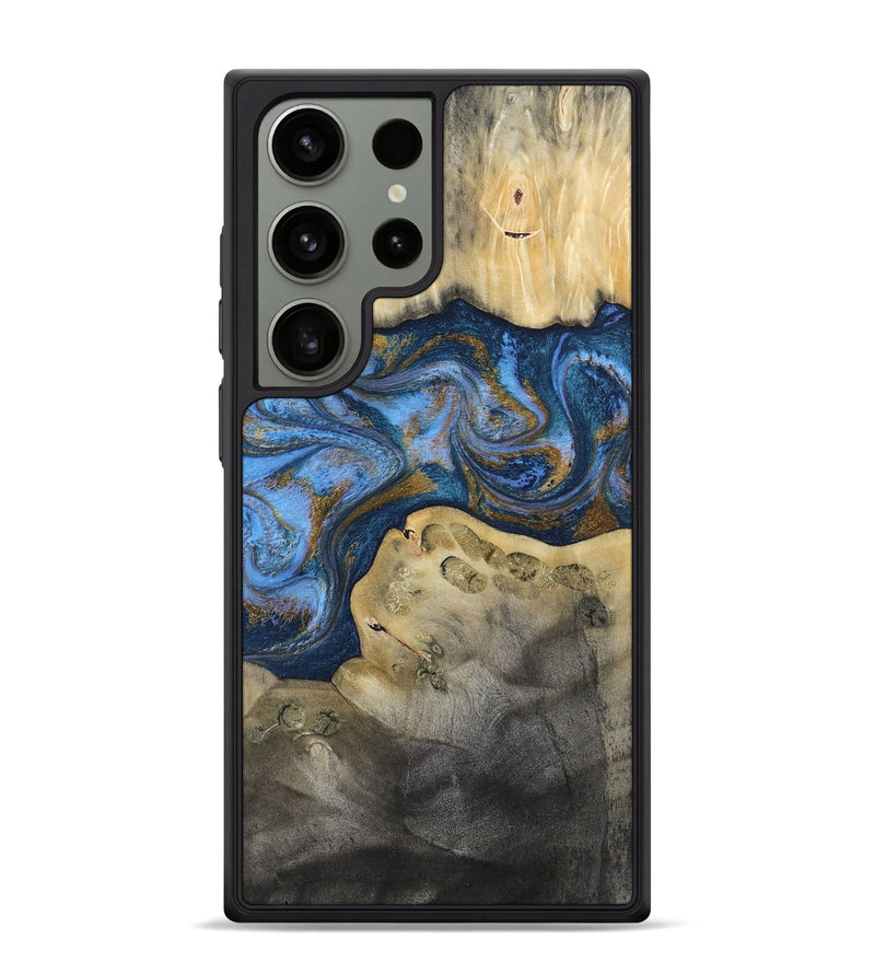 Galaxy S24 Ultra Wood Phone Case - Stephan (Teal & Gold, 813625)