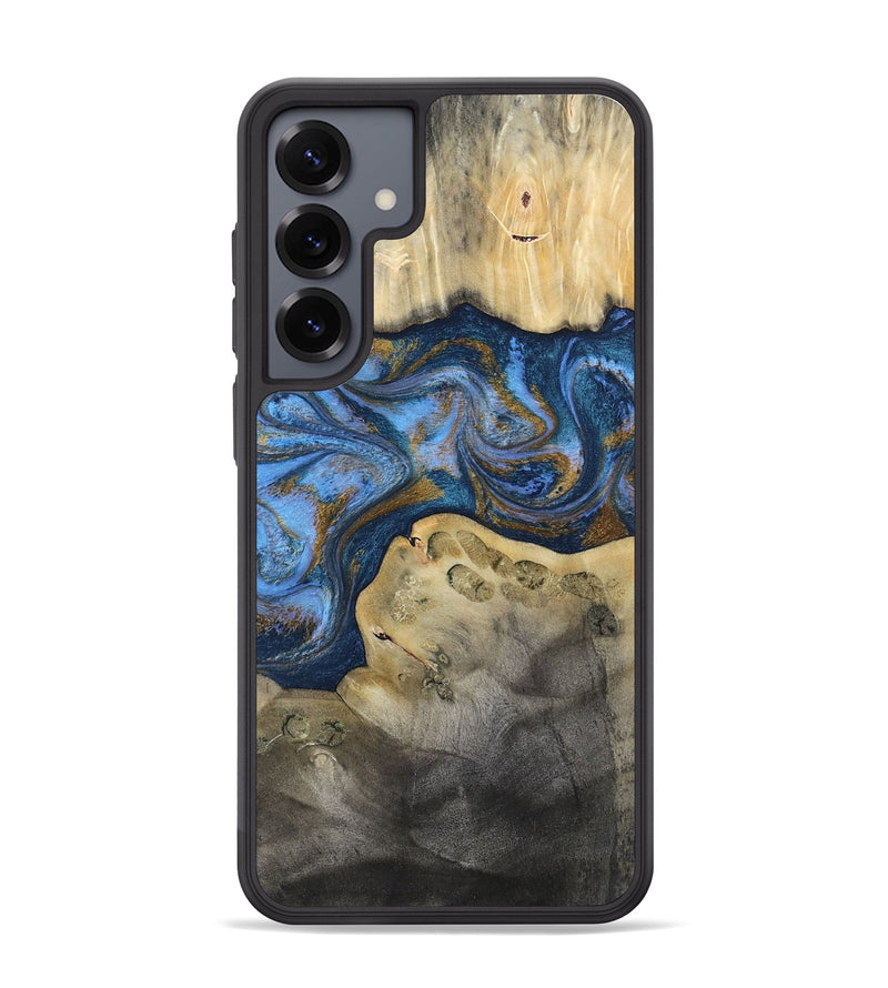 Galaxy S25 Plus Wood Phone Case - Stephan (Teal & Gold, 813625)