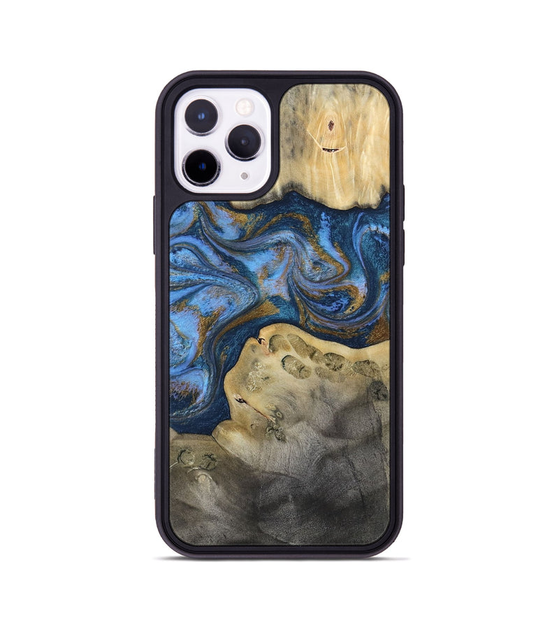 iPhone 11 Pro Wood Phone Case - Stephan (Teal & Gold, 813625)
