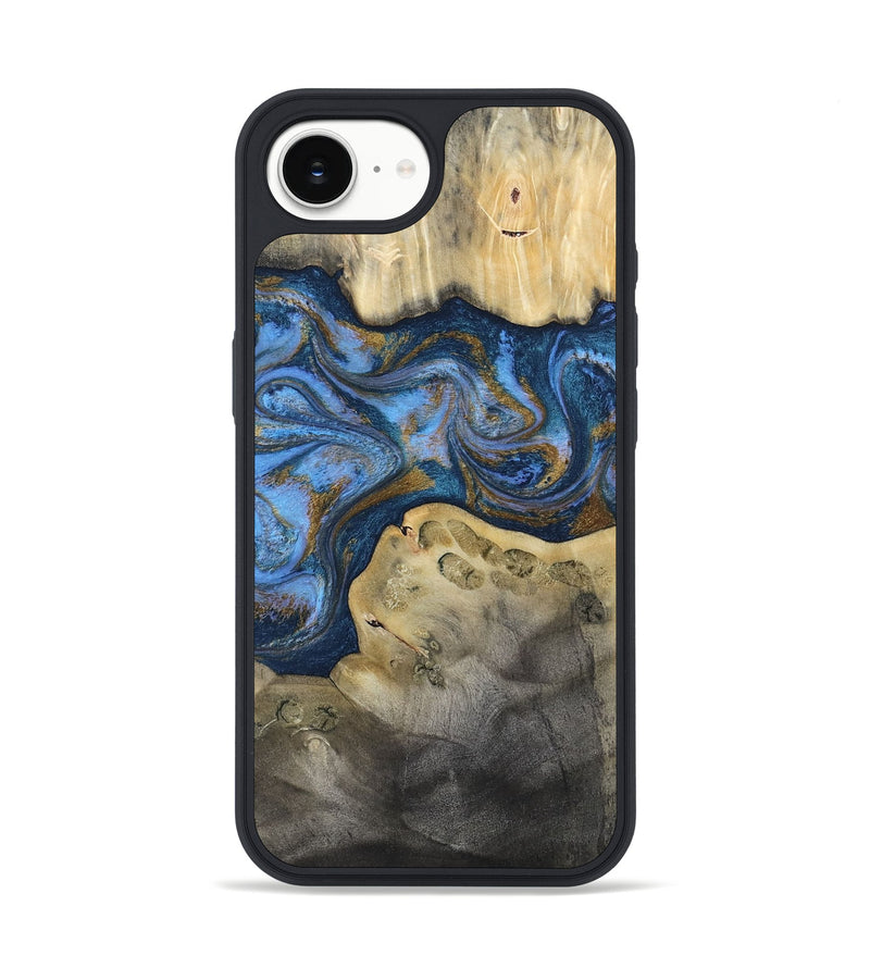 iPhone 17e Wood Phone Case - Stephan (Teal & Gold, 813625)