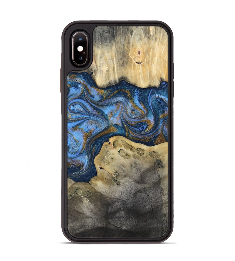 iPhone Xs Max Wood Phone Case - Stephan (Teal & Gold, 813625)