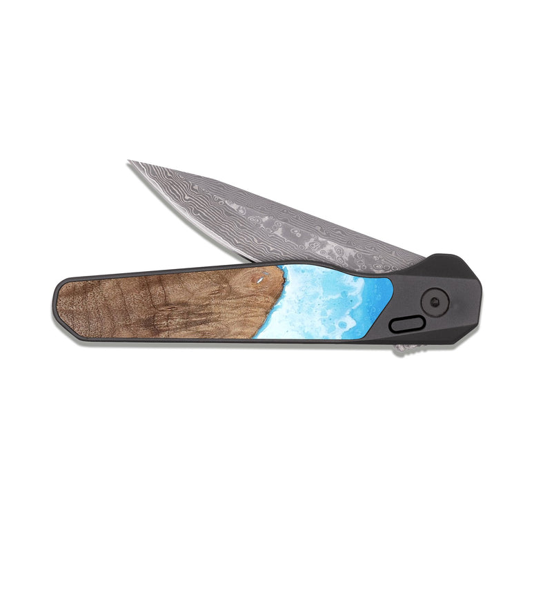 EDC Dark Damascus Wood Pocket Knife - Shad (Coastal, 813713)