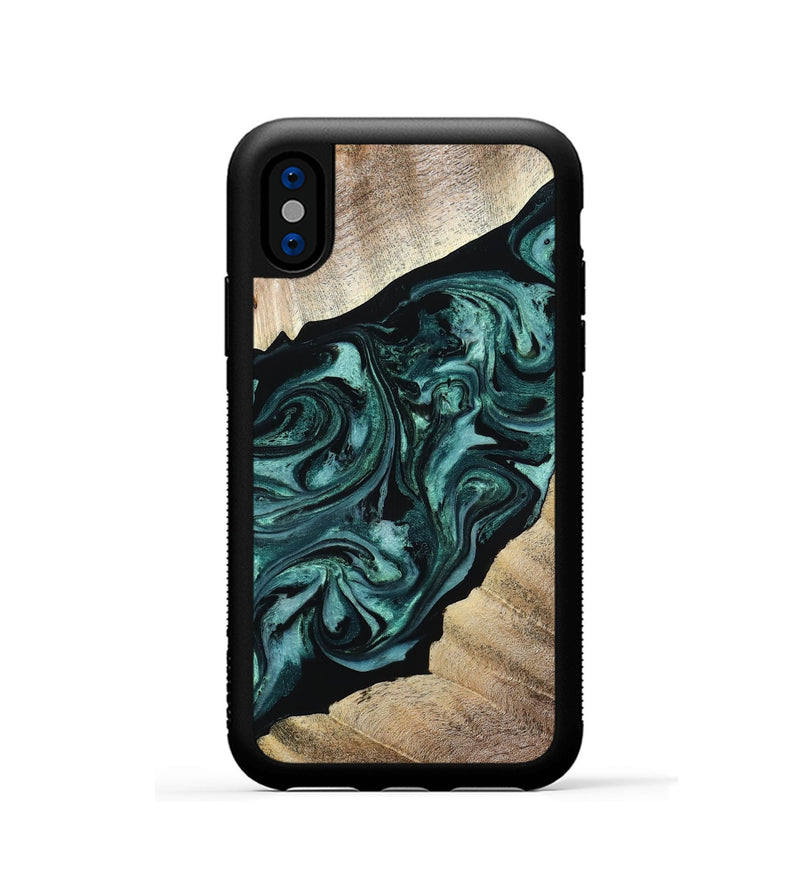 iPhone Xs Wood Phone Case - Ronald (Green, 813768)