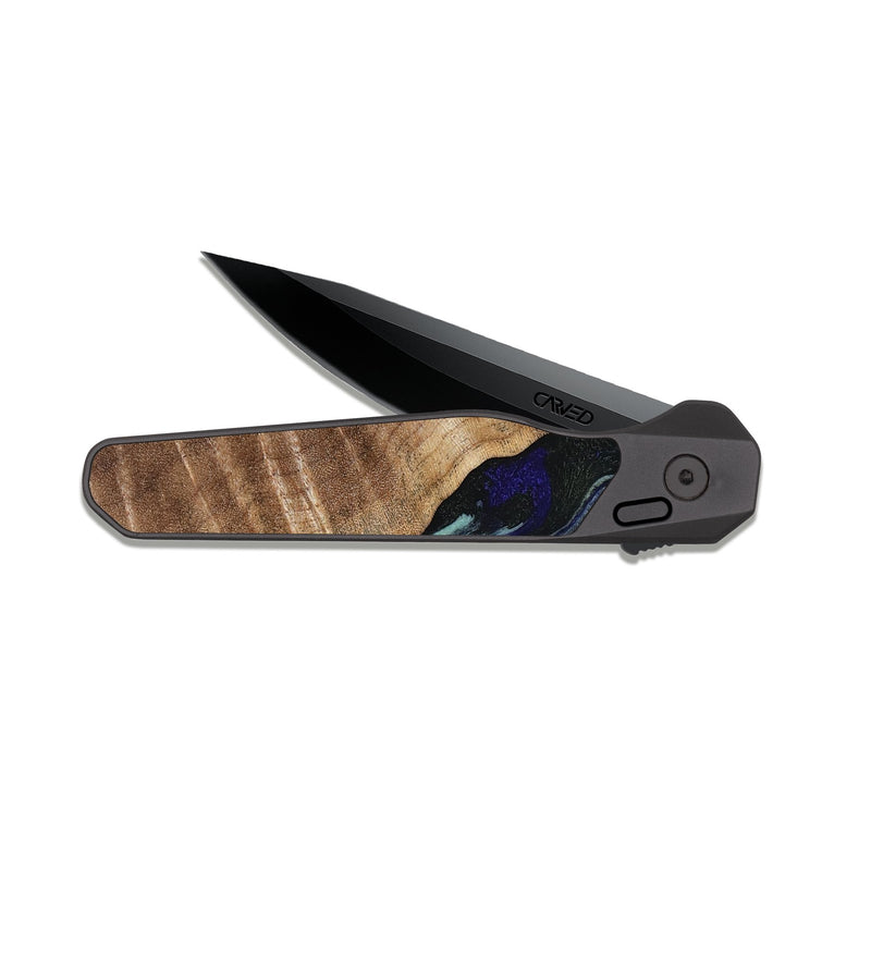 EDC Dark Slate Wood Pocket Knife - Kayley (Blue, 813773)