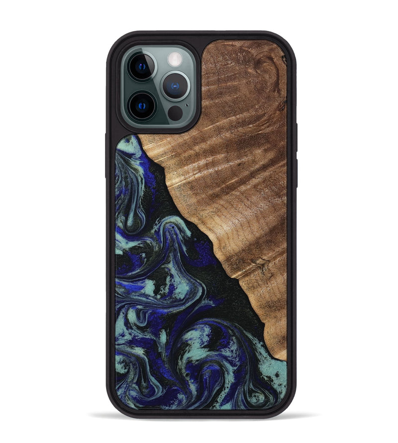 iPhone 12 Pro Max Wood Phone Case - Kayley (Blue, 813773)