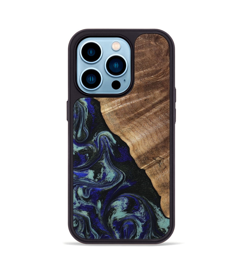 iPhone 14 Pro Wood Phone Case - Kayley (Blue, 813773)