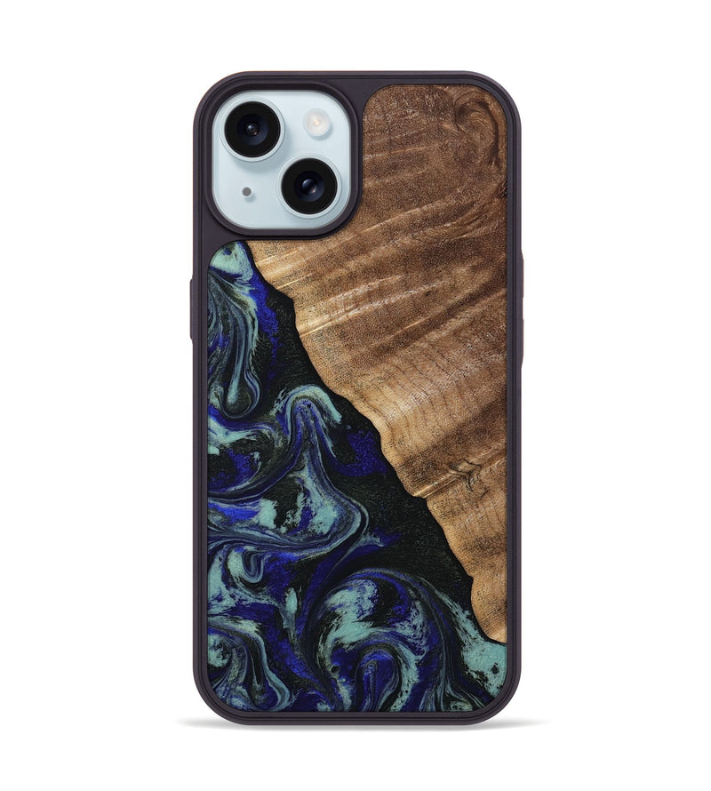 iPhone 15 Wood Phone Case - Kayley (Blue, 813773)