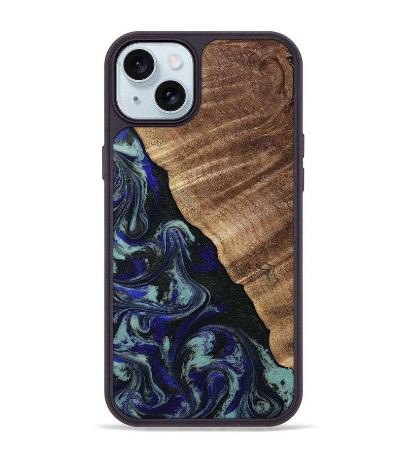 iPhone 15 Plus Wood Phone Case - Kayley (Blue, 813773)