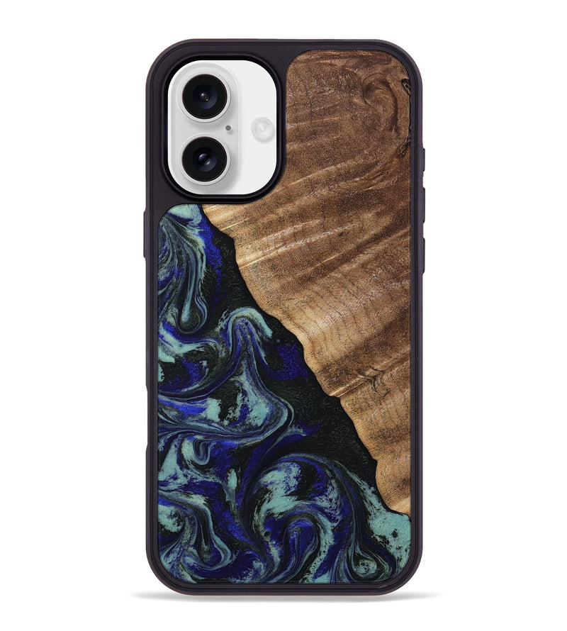 iPhone 16 Plus Wood Phone Case - Kayley (Blue, 813773)