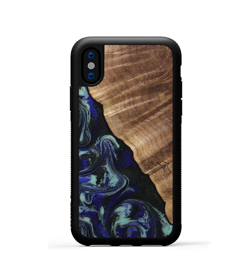 iPhone Xs Wood Phone Case - Kayley (Blue, 813773)