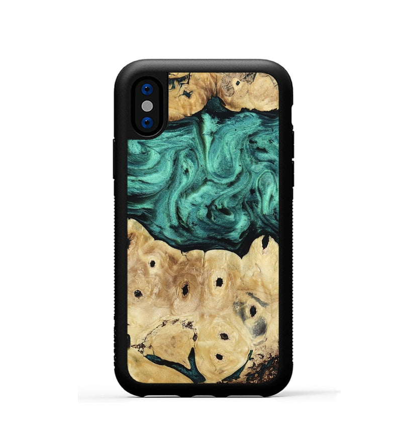 iPhone Xs Wood Phone Case - Brendon (Green, 813781)