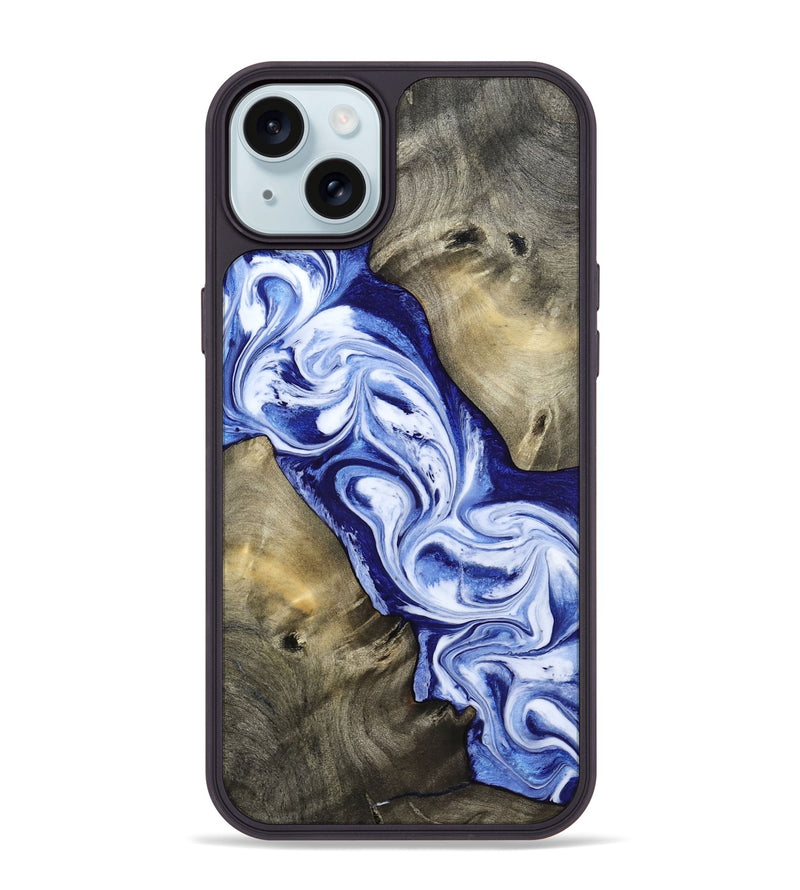 iPhone 15 Plus Wood Phone Case - Basil (Blue, 813794)