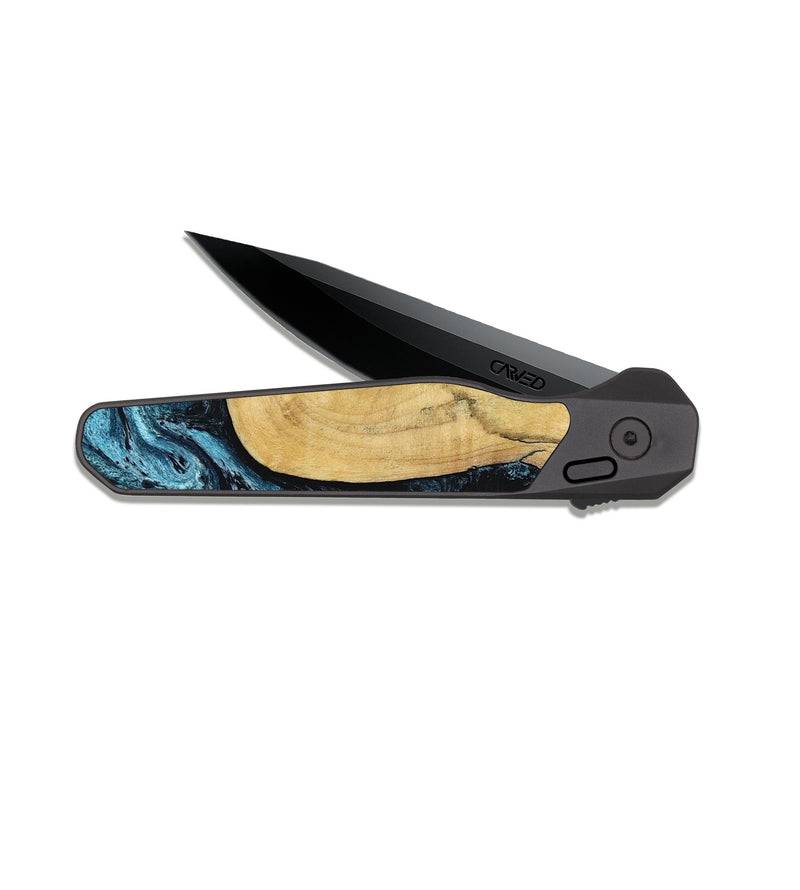 EDC Dark Slate Wood Pocket Knife - Keegan (Blue, 813799)
