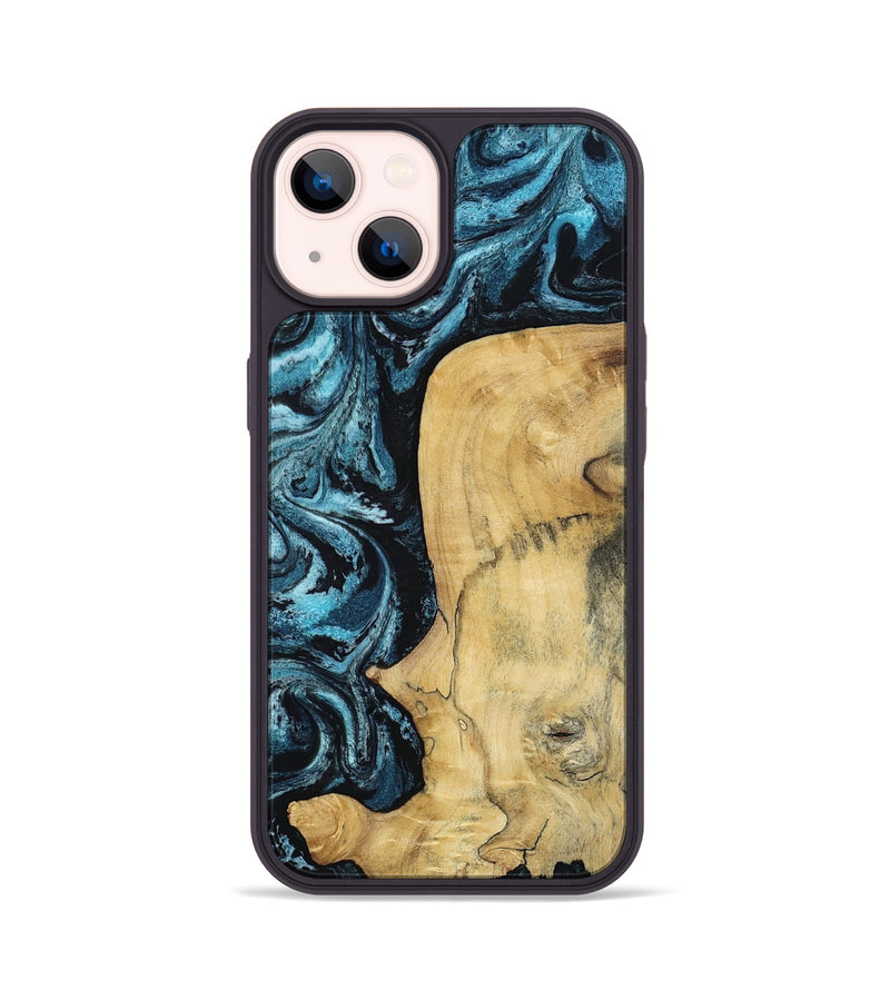 iPhone 14 Wood Phone Case - Keegan (Blue, 813799)