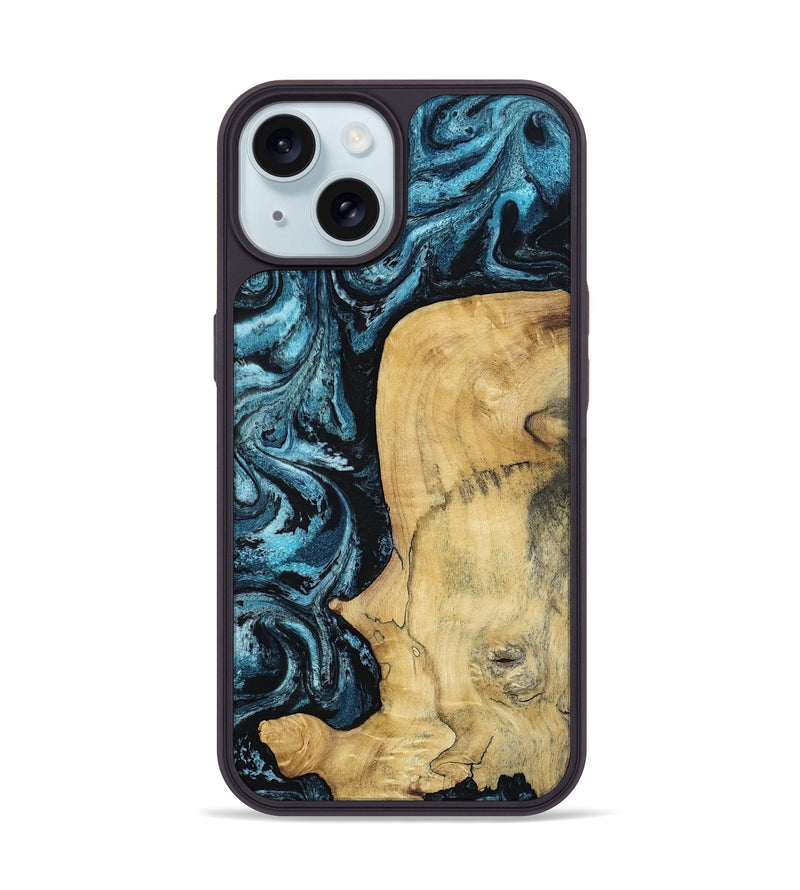 iPhone 15 Wood Phone Case - Keegan (Blue, 813799)