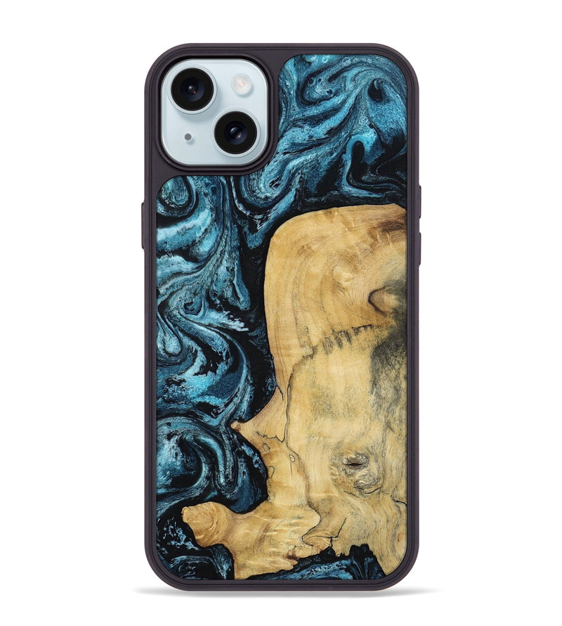 iPhone 15 Plus Wood Phone Case - Keegan (Blue, 813799)