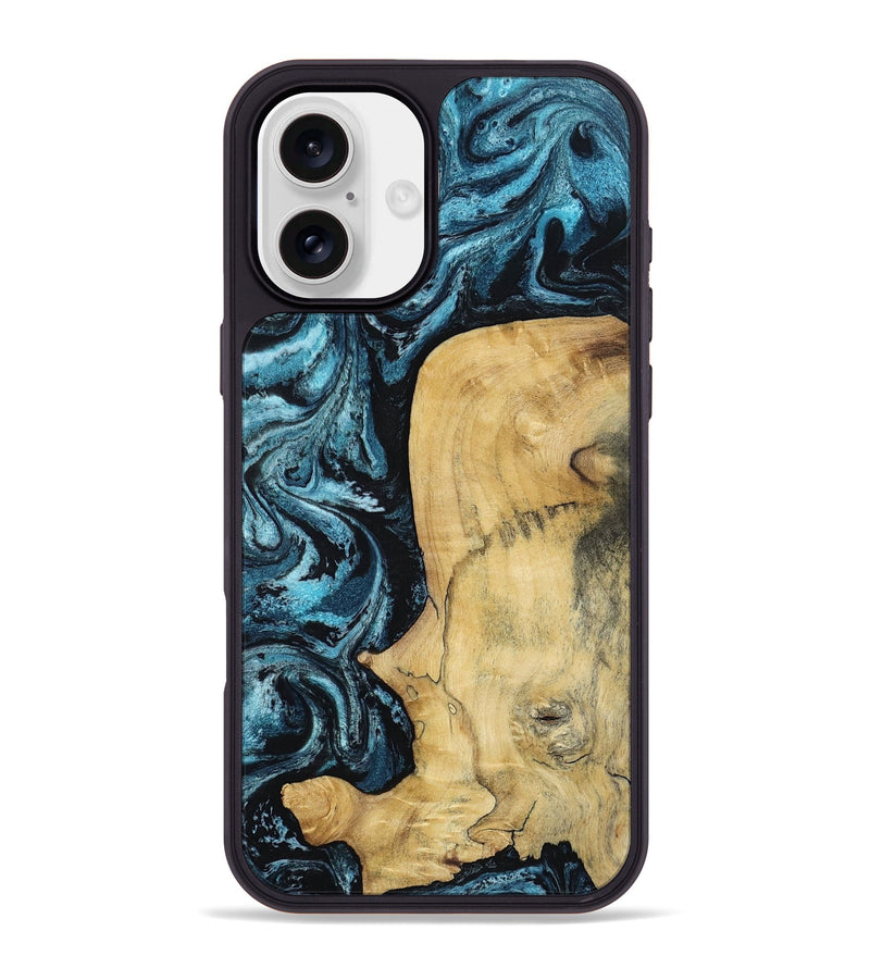 iPhone 16 Plus Wood Phone Case - Keegan (Blue, 813799)