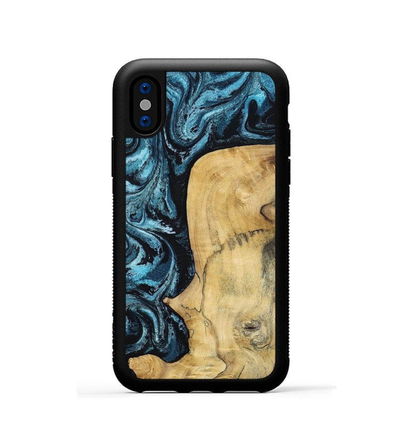 iPhone Xs Wood Phone Case - Keegan (Blue, 813799)