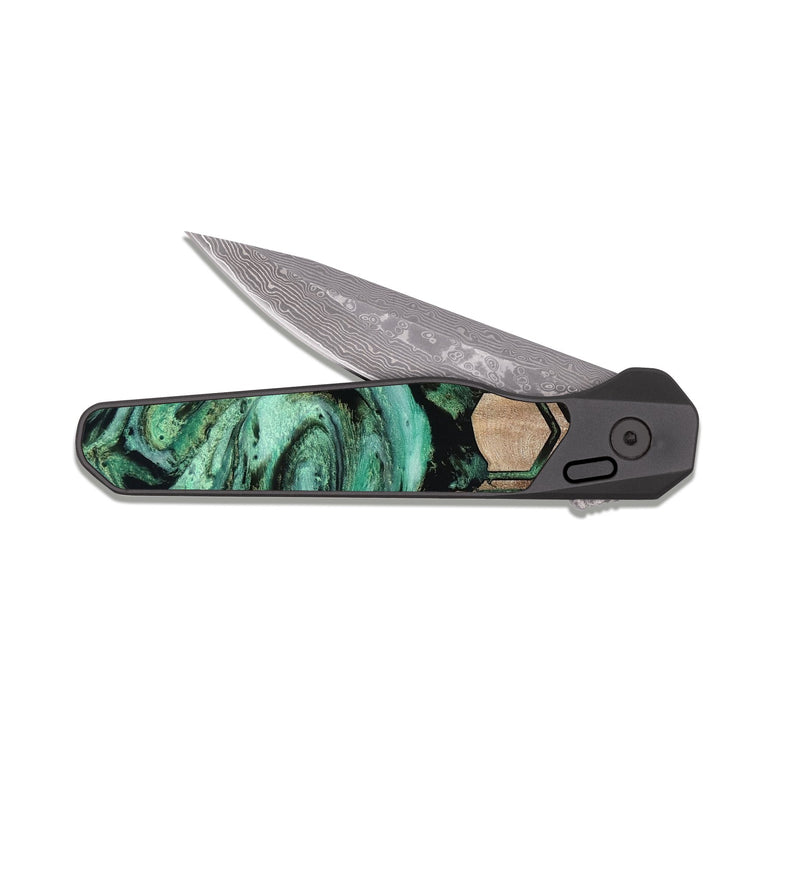 EDC Dark Damascus Wood Pocket Knife - Ayana (Pattern, 813828)