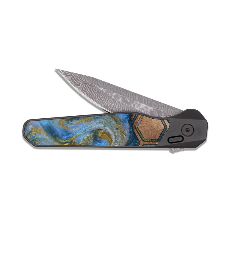 EDC Dark Damascus Wood Pocket Knife - Tamera (Pattern, 813834)