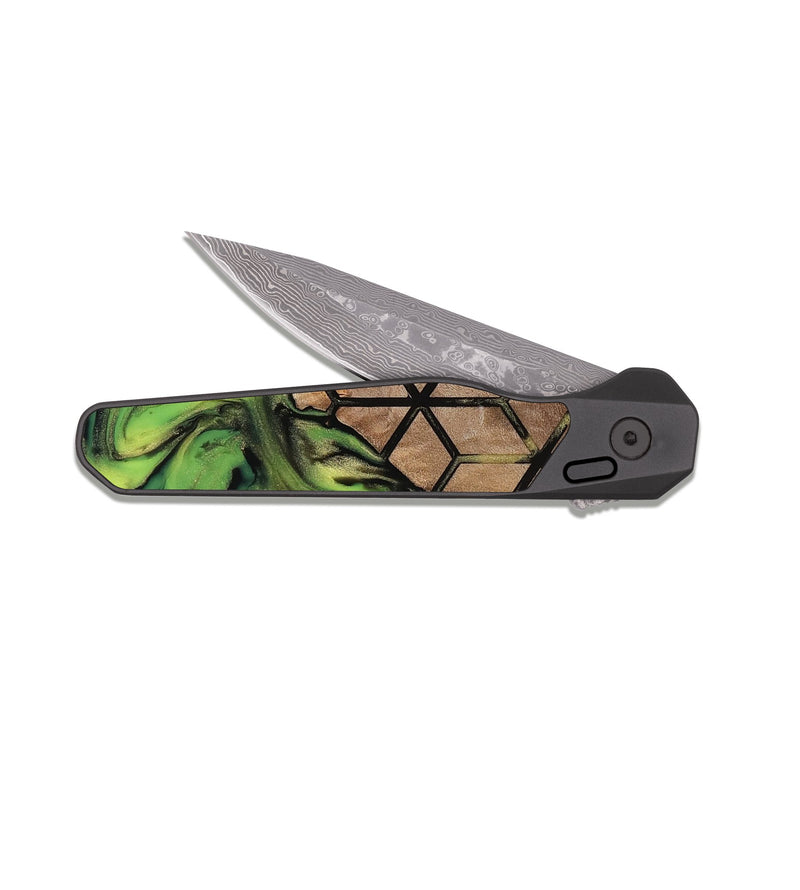 EDC Dark Damascus Wood Pocket Knife - Janene (Pattern, 813845)