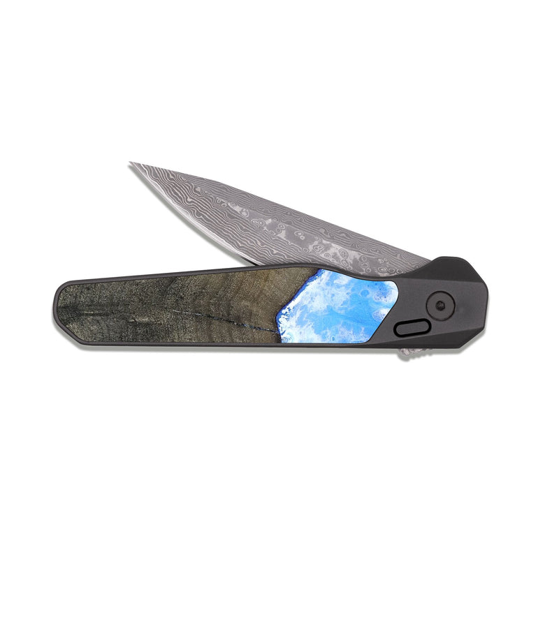 EDC Dark Damascus Wood Pocket Knife - Denice (Coastal, 813851)