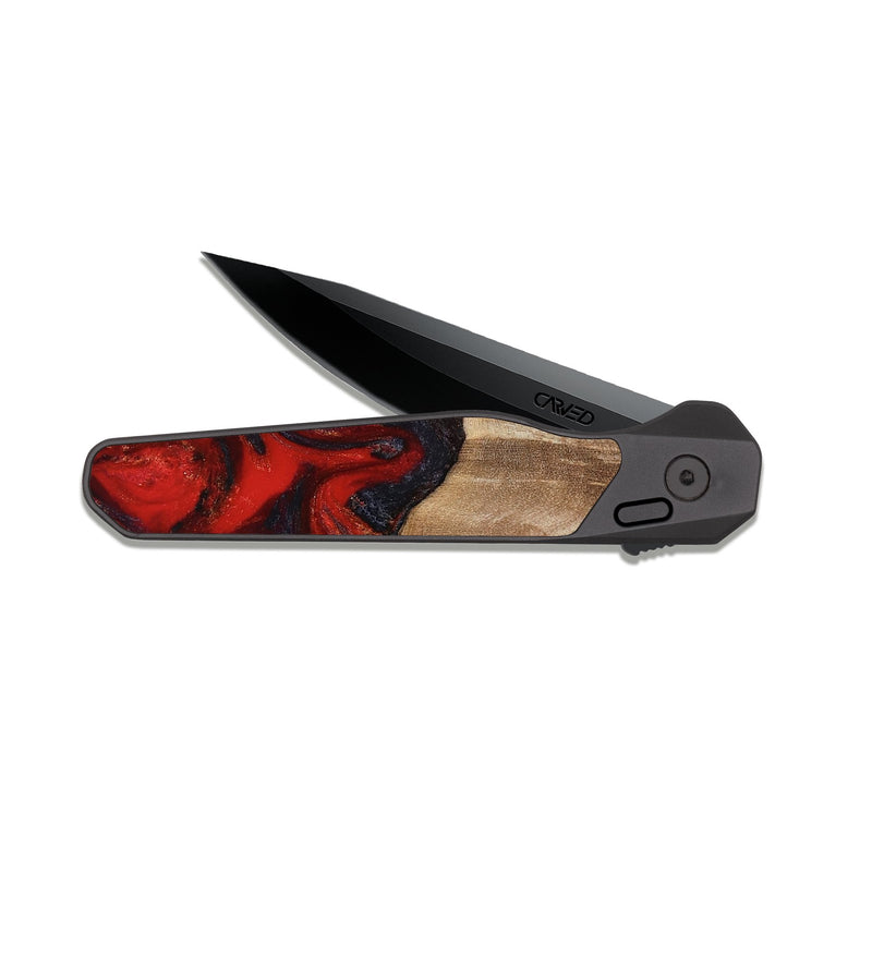 EDC Dark Slate Wood Pocket Knife - Adela (Red, 813860)