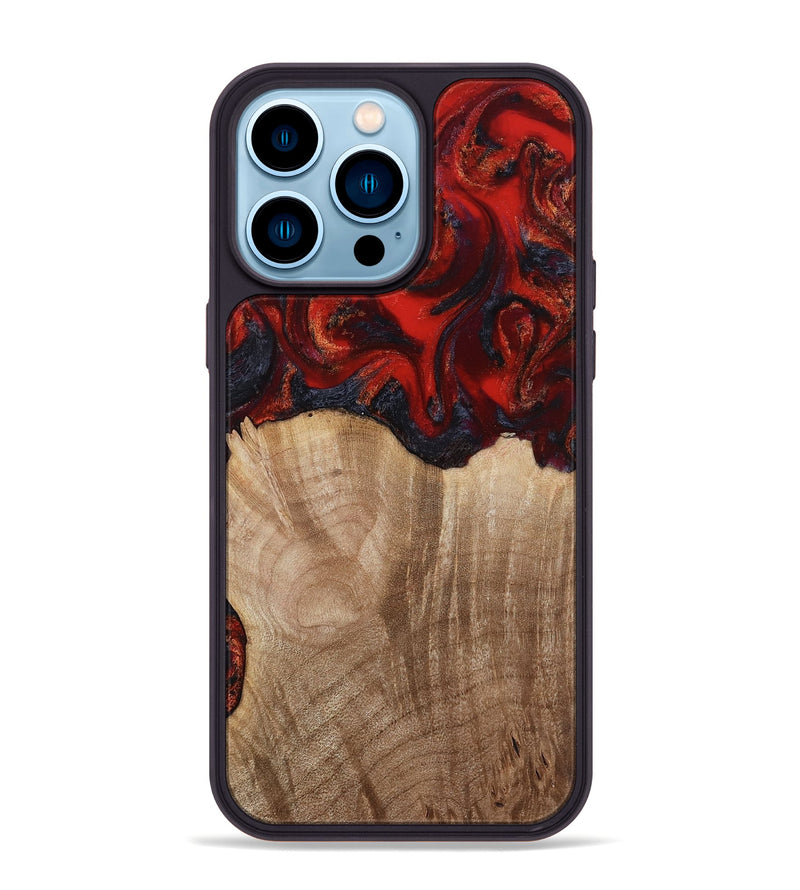 iPhone 14 Pro Max Wood Phone Case - Adela (Red, 813860)