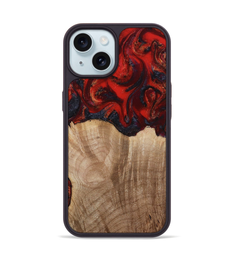 iPhone 15 Wood Phone Case - Adela (Red, 813860)