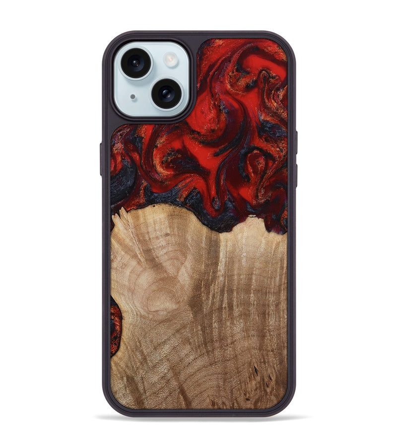 iPhone 15 Plus Wood Phone Case - Adela (Red, 813860)