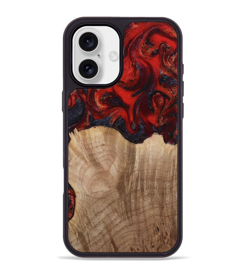 iPhone 16 Plus Wood Phone Case - Adela (Red, 813860)