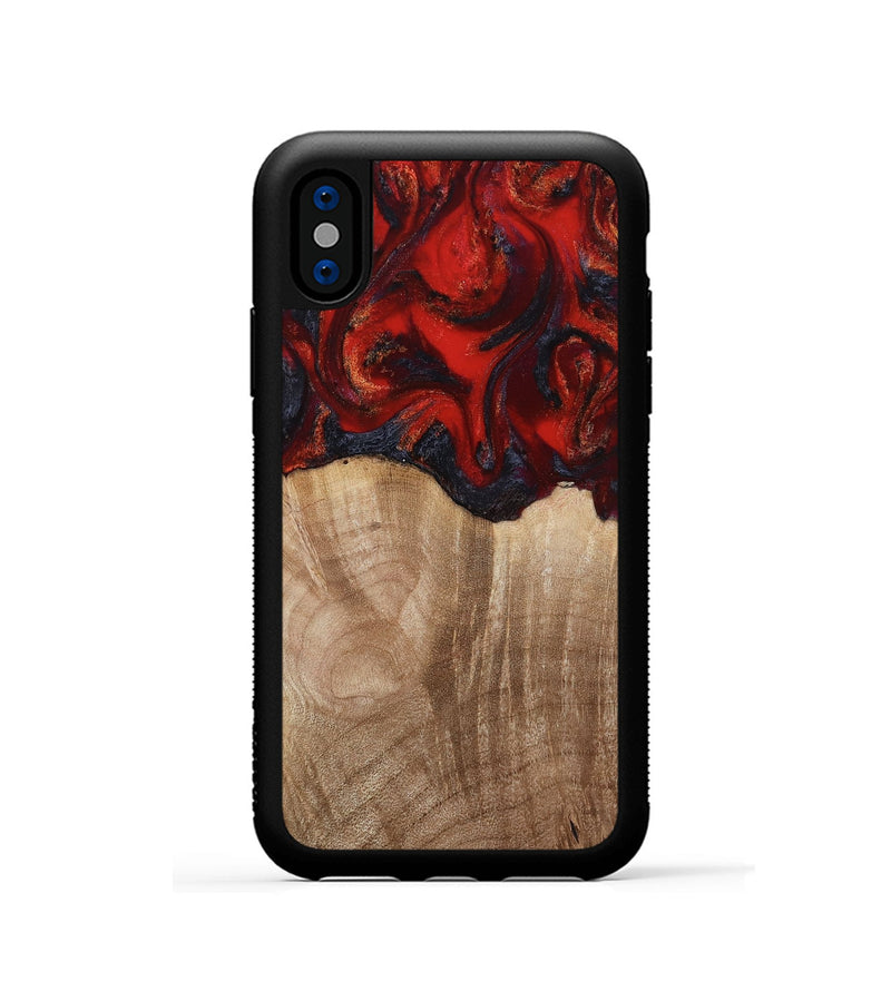 iPhone Xs Wood Phone Case - Adela (Red, 813860)